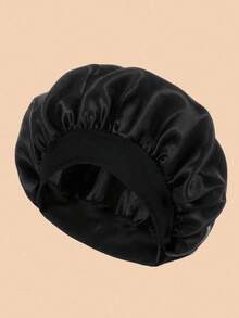 1pcs Silk Sleep Bonnet Set - Satin Hair Wrap For Curly/Natural Hair With Soft Elastic Band (Black /Gold/Pink), Gentle Night Cap For Hair Protection & Frizz Control.Casual    Polyester    None    None  Daily - 黑色 - 查看 11
