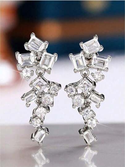 1 Pair Luxury Tassel Earrings With Synthetic Zirconia,Versatile For Daily & Party Occasions,Holiday Themed Jewelry,Ramadan Jewelry(No Box)