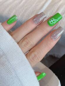 全甲贴纸，绿色三叶草，多色美甲贴花，适合女性、女孩的美甲用品，派对、节日、庆典、生日礼物美甲 - 彩色 - 查看 3
