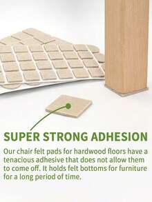 1片/24片装毛毡家具垫，自粘毛毡地板保护垫，防刮防滑，适用于硬木、瓷砖、椅子、桌子、沙发、床，米色 - 均码
