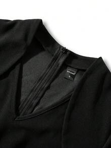 Women's Elegant Commuting & Dating A-Line Flare Dress, Solid Color, Elegant Knit Fabric, Spring/Summer - Black - View 8