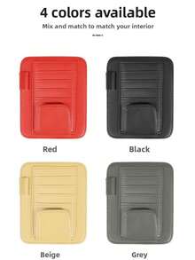 Practical New Car Sun Visor Storage Clip, Thin Multi-Card Slot Sturdy Backclip, PU Leather, Car Interior Organization, Essential Car Storage Organizer For Car Owners