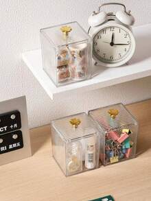 亚克力棉签盒，带盖浴室收纳罐套装，药剂师专用棉球、棉签、圆垫、牙线收纳罐