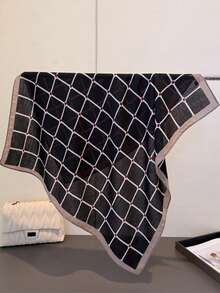 1pc Women's Bandana, Geometric Valentine's Day Print Silk-Like Fabric Headscarf, Neckerchief, Suitable For Daily Use - Multicolor - View 6