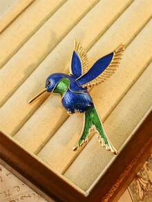 1pc Luxury Handmade 3D Green Crystal Studded Bird Brooch Pin, Suitable For Daily Wear By Men And Women - bird brooch - View 4