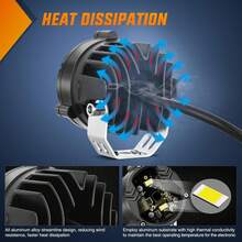 1个2.7英寸白琥珀色LED雾灯组件，IP67防水，辅助越野照明，适用于摩托车、越野车、电动自行车、轻便摩托车、雪地摩托车、全地形车、多用途车、SUV、卡车。 - 基礎版 - 查看 8