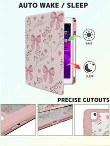Thiết kế nguyên khối, phù hợp với iPad 10/9/2025 Pro 11 inch, ốp lưng máy tính bảng họa tiết hoa và nơ, mặt lưng acrylic trong suốt, hỗ trợ tự động bật/tắt màn hình, hỗ trợ nhiều góc độ với khe cắm bút, ốp bảo vệ cần thiết cho văn phòng và học tập, không từ tính. - Hồng - Xem 6