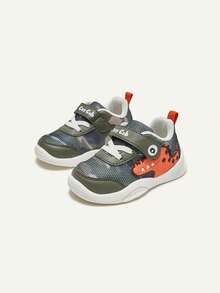 1 Pair Toddler Spring/Autumn Dinosaur Embossed Mesh Breathable Soft Sole Cute Sneakers - Multicolor - View 4