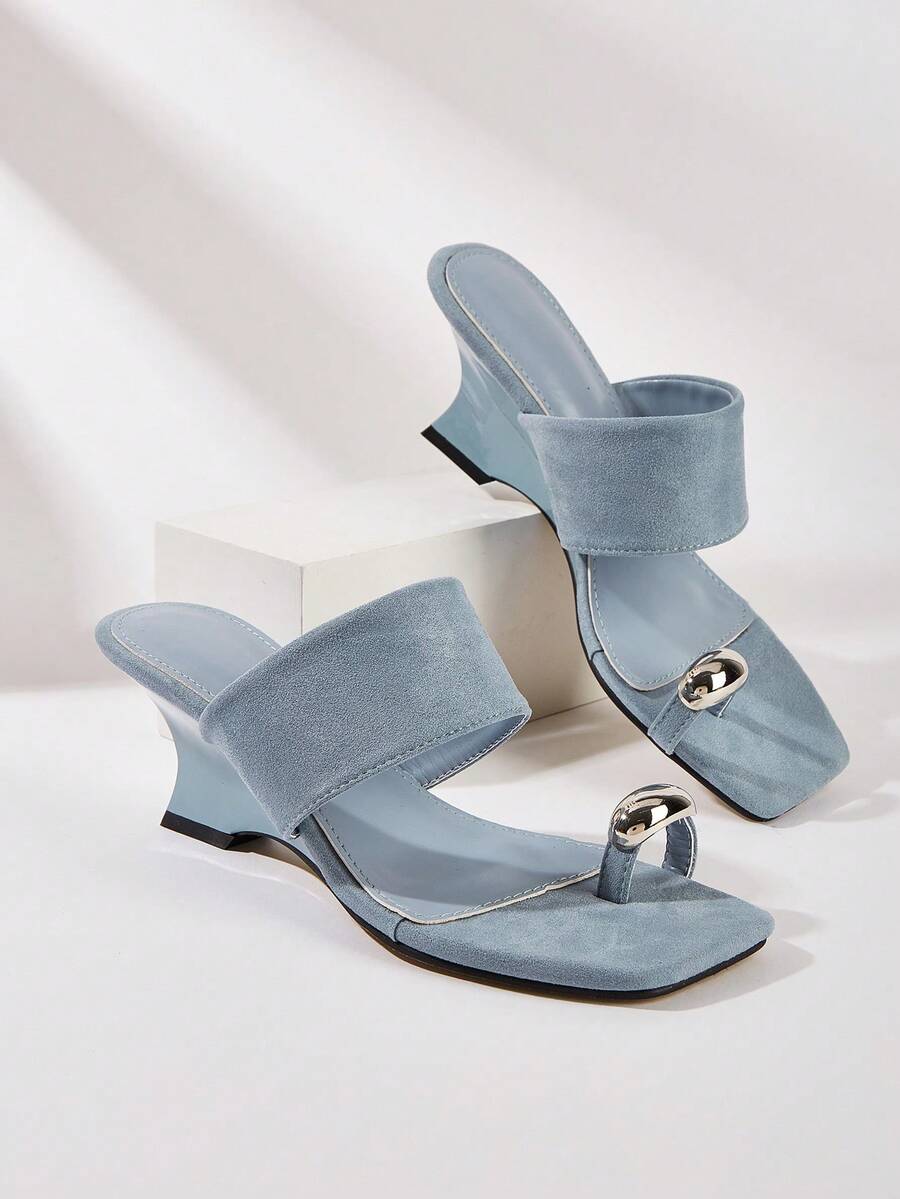 Women Heeled Sandals - Navy Blue - View 1