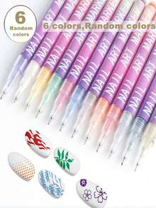 12 Colors Nail Art Marker Pen Set, Nail Art Markers, Suitable For 3D Nail Art, Drawing, Doodle Lines, DIY Nail Decoration Tools - Multicolor - View 24