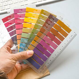 1200 piezas/Paquete de notas adhesivas translúcidas de PET, pestañas de índice de colores, tonos apagados, convenientes para categorizar y tomar notas