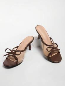 Sandal quai ngang kiểu Pháp, gót dày, chất liệu lưới, kiểu dáng cổ tích mới, phù hợp với váy, dép hở mũi. - màu nâu - Xem 6