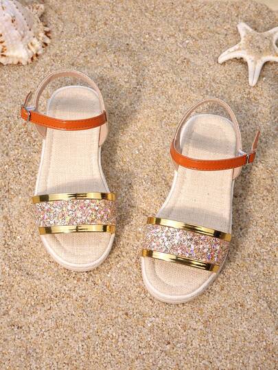 Children's Sandals, New Spring/Summer Girls High Heel Wedge Sandals, Princess Shoes For Toddlers & Big Kids, Open Toe Fashion Outdoor Student Sandals