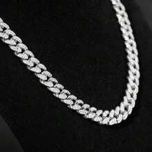 Halukakah - Men's 13mm Miami Style Gold Cuban Link Chain, 18K  Plated/Platinum White Gold Finish, Full Set Of Diamond Cut Prongs, 38174490 - 銅色 - 查看 5