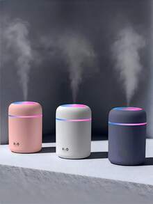 1 件简约便携式 USB 加湿器 300ml 带彩色 LED 灯两用柔光夜灯，卧室保湿装置，安静空气净化器，放松和助眠，适用于汽车、家庭、办公室，很棒的礼物 - 炫彩 - 查看 3