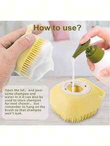 2件装宠物洗澡按摩刷，狗狗洗澡刷，宠物洗发刷，带洗发水分配器的硅胶按摩橡胶洗澡刷，狗狗美容刷，硅胶猫咪洗发梳，软毛幼犬幼猫美容清洁刷，猫幼犬洗发水分配器 - 彩色 - 查看 4