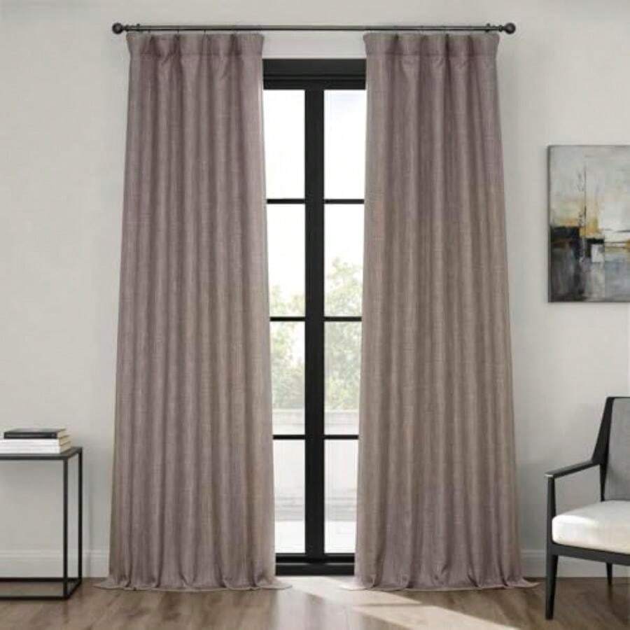 HPD Half Price Drapes - Cortinas de Lino sintético para Sala de Estar (1 Panel), 50 de Ancho x 108 de Largo, Cortinas texturizadas para oscurecer la habitación para recámara, 108 Pulgadas de Largo(127An x 304.8Al cm (1 Paneles) Visón) - Multicolor - Ver 1