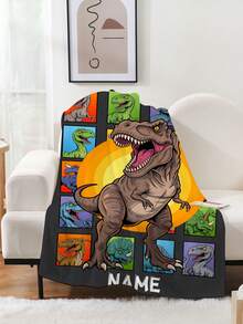 1pc Customized Name Blanket, Suitable For Bed, Living Room, Sofa, Outdoor, Beach, Camping, Pets And More, Personalized Family/Pet/Couple Text Printed Bedding Blanket, Personalized Christmas Gift, Family Gift, Birthday Gift, Gift For Friends, Gift For Her, Gift For Son/Daughter - Black - View 6