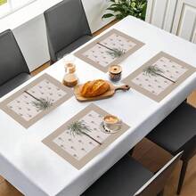 椰树印花亚麻餐垫（1件/4件/6件装），适用于餐桌，四季皆宜，现代可水洗，可作房间装饰、杯垫、厨房餐垫、室内外派对装饰、家居装饰，理想礼品 - 彩色 - 查看 5