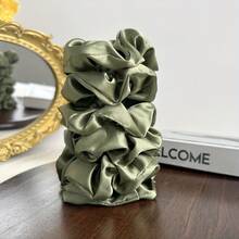 5-Piece Satin Women's Daily Simple Scrunchie Set, Daily Hair Care Essential, Casual Style, Classic Appearance, Smooth Style, Delicate Texture, Soft Fabric, Hair Tie Set, Hair Tie Set, Beauty Essential, Daily Hair Care - màu đen - Xem 8
