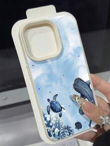 Funda para teléfono con diseño Ocean Life compatible con  17,  16 Pro Max,  15 Pro Max,  13 y  12. Cuenta con animales marinos y conchas. Proporciona protección contra golpes y caídas. Una maravillosa opción para familiares, amigos, seres queridos, novios, novias y regalos navideños. - Blanco - Ver 4