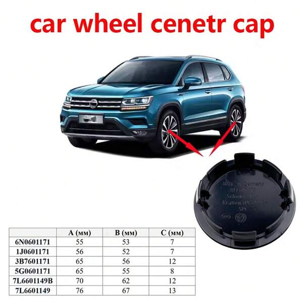 4pcs 55mm 56mm 65mm 70mm Car Wheel Center Caps/Hubcaps, Fit For Jetta MK5 Golf Passat, Part Number 3B7601171 1J0601171