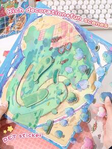 Extra Large Size - Landscape Sticker, Valentine's Day Theme Sticker, Large Size 36*26.5cm, Romantic Island Wedding, Miniature Scene Sticker, 3D Layered Scrapbooking Sticker, Includes 1 Tweezer, Valentine's Day Gift For Girlfriend - Multicolor - View 3