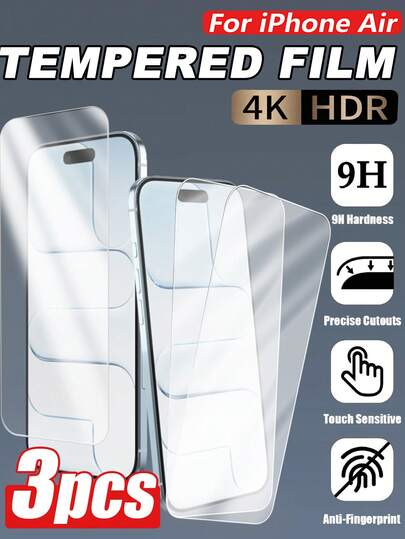 3pcs Tempered Glass Screen Protector, Compatible With IPhone X/XR/11/12/13/14/15/16/17 Series, 4K HD Clear, Anti-Scratch, Waterproof, Anti-Fingerprint, Easy Installation Mobile Phone Accessories