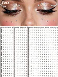 450颗银白色小水钻，2毫米，多包装（8颗/5颗/3颗/2颗/1颗），闪亮钻石，适用于眼角/指甲/面部装饰，适合狂欢节、情人节、Y2K派对、日常装饰、DIY面部装饰、音乐节、化妆派对、舞会等场合。 - 白色 - 查看 15