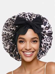 1 chiếc mũ turban bằng satin co giãn in họa tiết da báo dành cho nữ, mũ ngủ bằng satin, mũ trang điểm, thích hợp sử dụng hàng ngày. - Nhiều màu - Xem 16
