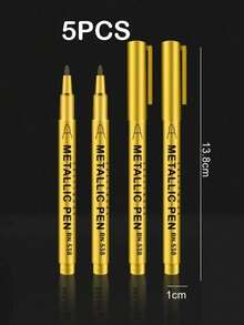1pc Gold Metal Paint Pens For Diy Drawing On Black CardDoodlingCraftScrapbookingSign-Making, School Supplies, Office Supplies, Stationery Supplies, School Stuff, School Things Back To School - Multicolor - View 13