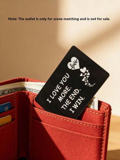 2pcs Engraved Aluminum Wallet-Style Love Letter Card Holders - Romantic Gift For Boyfriend, Husband - Ideal For Anniversary, Thank You, Birthday - Unique Small Business Item - "I Love You More. The End. I Win."