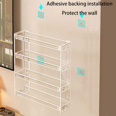 12.2ft Large Capacity Wall-Mounted Acrylic Display Shelf, 3/4/5 Tier Storage Rack, Suitable For Displaying Dolls, Collectibles And Decorations