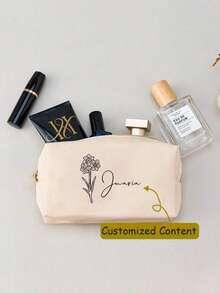 Personalized Cosmetic Bags, Customized Travel Storage Bags, Toiletry Bags, Zippered Cosmetic Pouches, Gifts For Sisters, Women, Bridesmaids, Brides, Birthdays, Valentine's Day, Suitable For All 4 Seasons - Multicolor - View 2