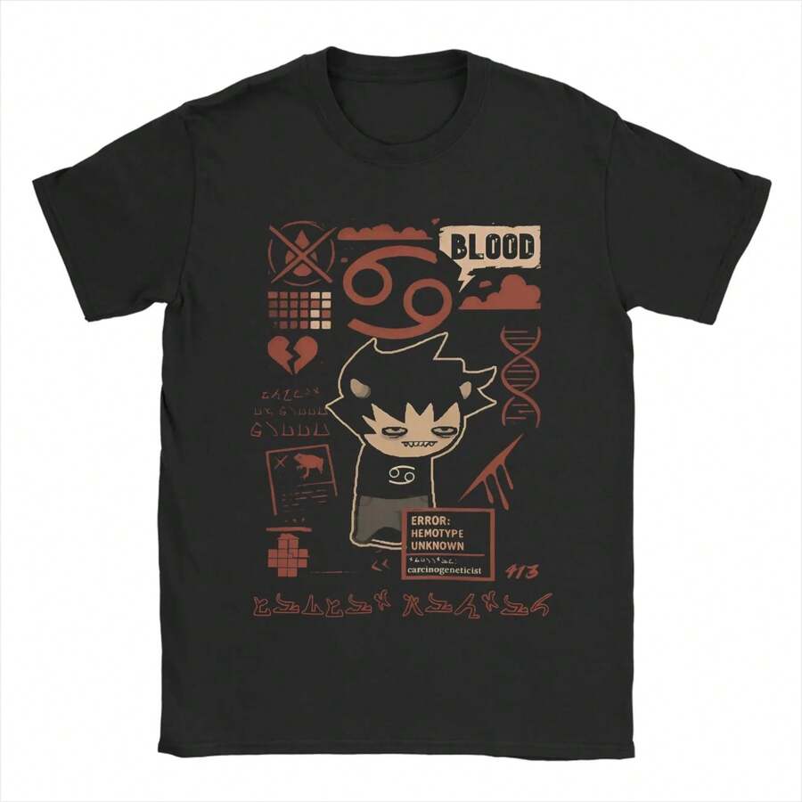 Men Women Graphic Homestuck Karkat Vantas Tee T Shirt Cotton T-Shirts Clothing - 黑色 - 查看 1