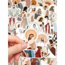 52Pcs Jesus Christ Stickers, Jesus Motivational Stickers For Water Bottles, Christian Easter Gifts Waterproof Stickers For Water Bottles Gifts Cartoon For Laptop Bumper Water Bottles Computer Phone Decal Back To School - Nhiều màu - Xem 8