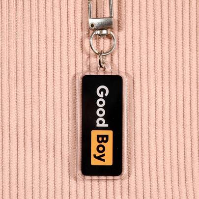 2D Flat "Good Boy" Acrylic Keychain Accessory, Cute Backpack Hanging Decoration With "Good Boy" Text, Durable Zinc Alloy Chain, Perfect Gift For Friends, Casual Style Backpack Accessory | Playful Design | Durable Keychain