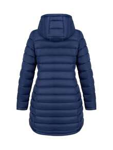 Áo khoác nữ cỡ lớn có mũ - Áo khoác công sở hai mặt có túi, phù hợp cho mùa thu/đông. - Màu xanh lam - Xem 2