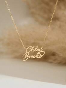 1PC Personalized Double Name Heart Necklace, Custom Gold Name Necklace, Stainless Steel Necklace, Women's Necklace, Custom Women's Jewelry, Couple Necklace, Valentine's Day Gift For Her - Multicolor - View 11