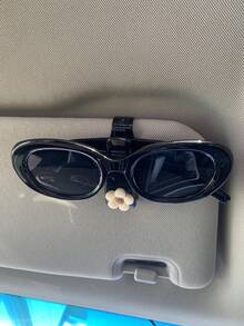 1pc Cute Flower Pattern Car Sunglasses Clip, Multifunctional Visor Organizer To Hold Sunshade, Tickets And Business Cards - Little Flower - View 14
