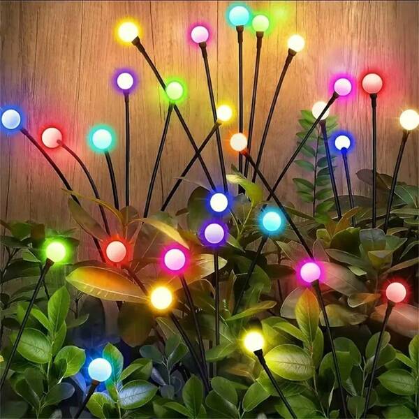2 szt. wielokolorowych lampek ogrodowych Firefly – świecące kule LED do wbijania w ziemię, do ogrodu, na patio, do dekoracji ogrodowych, na imprezy, do oświetlenia nastrojowego, do oświetlenia zewnętrznego