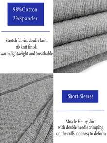 Men's Ribbed Henley Shirt Short Sleeve Slim Fit Muscle Shirt Fitted Cotton Casual Sleeve - Màu Xám nhạt - Xem 2