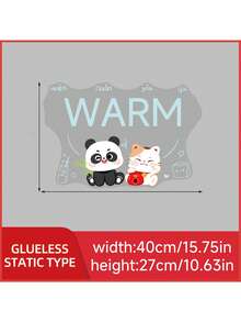 1pc Cute Animal Static Cling Window Sticker, "Dining" And "Warmth" Slogan Window Stickers, Removable Panda And Rabbit Stickers, Suitable For Cafes, Restaurants, Kitchens, Bistros, And Dormitory Decorations And Gift Ideas. Made Of High-Quality PVC Material; Suitable For Glass Surfaces, Bathroom Mirrors, Shop Windows, And Is An Ideal Choice For Home Decor Enthusiasts - Multicolor - View 9