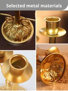 Bộ 1 chân nến kim loại sắt, dùng trang trí sân vườn ngoài trời, bàn làm việc văn phòng, giá đỡ nến thơm, bữa tối lãng mạn dưới ánh nến, tạo không gian ấm cúng trong nhà, phù hợp cho đám cưới, họp mặt gia đình, tiệc tùng, tỏ tình, trang trí bàn ăn, trang trí nhà cửa. - Vàng - Xem 8