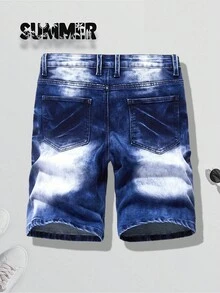 2-Pack Men's Summer Versatile Street Style Stretch Casual Denim Shorts - Light Blue + Dark Blue - View 4