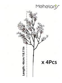MEHELANY 4支19.7英寸人造满天星花束，仿真满天星花束，白色人造花，适用于家居装饰、室内装饰、春夏派对、户外花园、壁炉、门廊、婚礼、派对DIY花艺装饰、礼物、母亲节/DIY花环/婚礼背景装饰，送给女性、女孩、女朋友的礼物 - 白色 - 查看 8