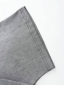 Men's Printed Pattern Washed T-Shirt - Casual Loose Summer T-Shirt With Star And Flame Design, Adult Brown 100% Pure Cotton Round Neck Shirt, Breathable T-Shirt | Avant-Garde Casual Wear | 100% Pure Cotton Printed T-Shirt - Grey - View 4