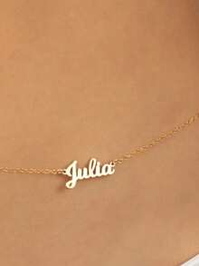 Customized Shiny Frosted Name Waist Chain For Women And Girls, Custom Name Waist Chain, Personalized BlingBling Name Stainless Steel Heart-Shaped Butterfly Letter Cuban Chain, Nameplate Belly Button Chain, Anniversary Gift For Her, Creative Gift For Girlfriends, Christmas, Valentine's Day, Mother's Day, Thanksgiving, New Year Gift - 彩色 - 查看 5
