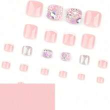 French White Toenails Three-Dimensional Flower Glitter Foot Nail Art False Nails Short Wear Nails - 2XB1-13244 - View 4