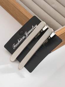 1 Set vielseitige Haarspangen für den seitlichen Pony in Gold und Silber, modische, hochwertige, minimalistische, asymmetrische und elegante lange Haarspangen für Damen, Kopfschmuck, Haaraccessoires für Frauen - Verschiedenfarbig - Übersicht 6